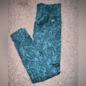 Teal Printed Gymshark Leggings Full Length